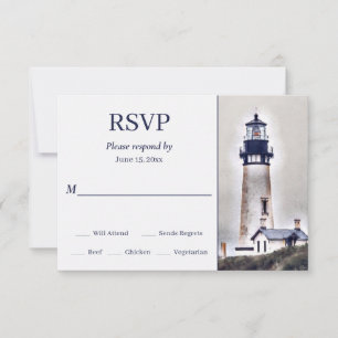 Cartons Réponse Beau phare Nautical Beach Mariage