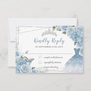 Cartons Réponse Bébé Bleu Floral Rose Quinceañera Robe papillon