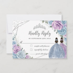 Cartons Réponse Bébé Bleu pourpre Lilac Floral Twins Quinceañera