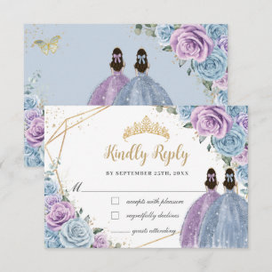 Cartons Réponse Bébé Bleu pourpre Lilac Floral Twins Quinceañera