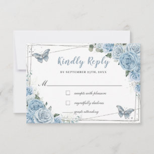 Cartons Réponse Bébé doux Bleu Floral Rose Quinceañera Papillon