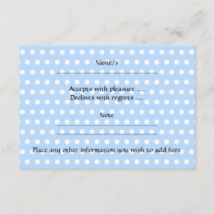 Cartons Réponse Bébé mignon garçon, sur le motif à pois bleu.