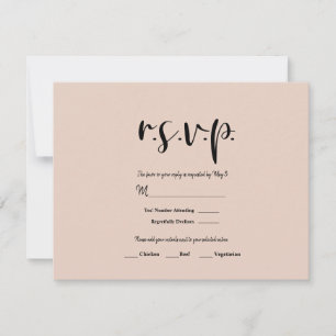 Cartons Réponse Beige rose moderne or Parties scintillant Mariage 