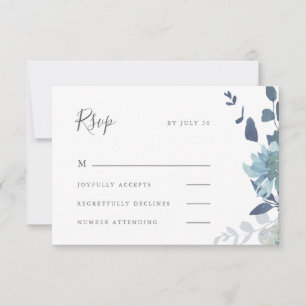 Cartons Réponse Belle Aquarelle Bleue Mariage Floral