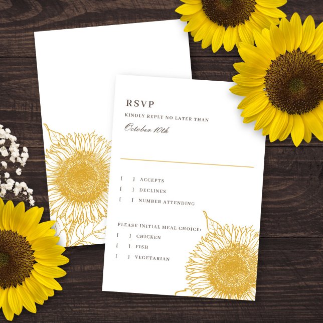 Cartons Réponse Belle + Élégante Mariage de automne Sunflowers Rép (Créateur téléchargé)