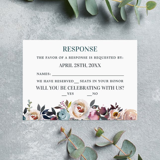 Cartons Réponse Belles fleurs Floral Spring Pastel Turquoise (Créateur téléchargé)
