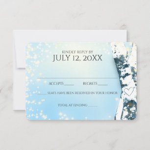 Cartons Réponse Birch Trees et Sparkle Sky Blue Mariage
