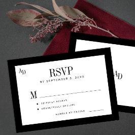 Cartons Réponse Black and white classic formal old money wedding