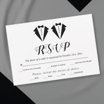 Black and white tuxedo two grooms gay wedding