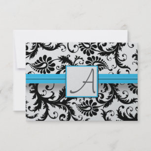 Cartons Réponse Black Damask Éperce Bright Aqua Raisonné Trim