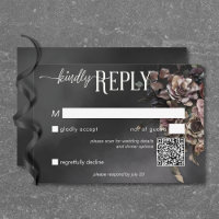 Black Moody Gothic Flowers & Mist QR Code
