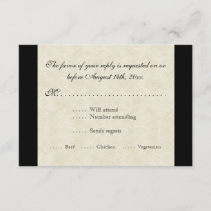 Cartons Réponse Black n Cream Fleur de Lis Mariage damassé