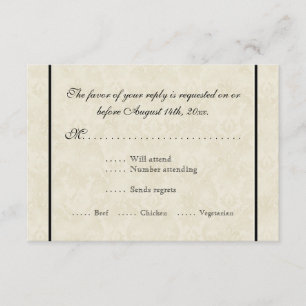 Cartons Réponse Black n Cream Fleur de Lis Mariage damassé