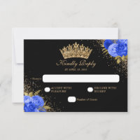 Black Navy Blue Gold Parties scintillant Floral Qu