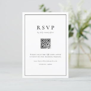Cartons Réponse Black Simple Typographie Code QR Mariage officiel