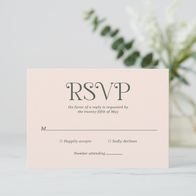 Cartons Réponse Blaire Moss Green Mariage moderne (Debout devant)