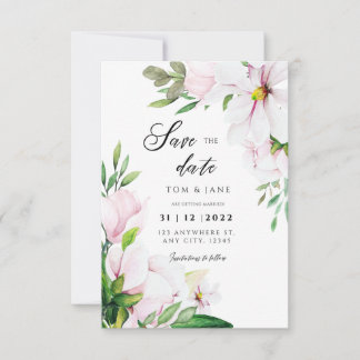 Cartons Réponse Blanc Blush Vert Style Floral Magnolia
