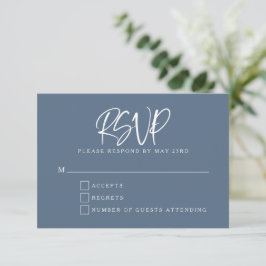 Cartons Réponse Bleu ardoise Moderne Script Lettrage Mariage