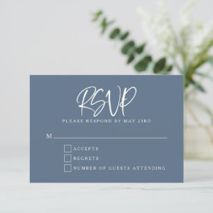 Cartons Réponse Bleu ardoise Moderne Script Lettrage Mariage