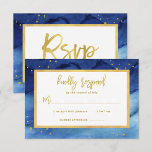 Cartons Réponse Bleu brillant et Gold Bar Mitzvah ou Bat mitzvah