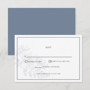 Cartons Réponse Bleu Duché Blanc Floral Simple Mariage