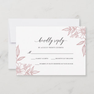 Cartons Réponse Bleu Mariage floral simple et délicat