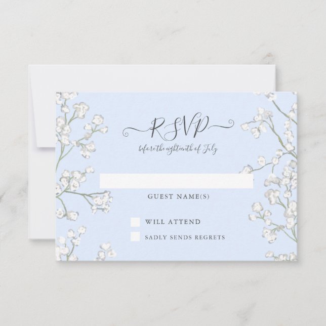 Cartons Réponse Bleu n Blanc Floral Babys Baby shower de respirati (Devant)
