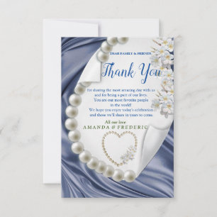 Cartons Réponse Bleu, or, vert ivoire soie et perlesCarte Merci