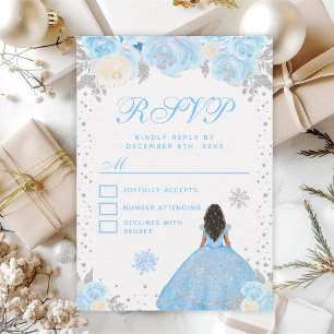 Cartons Réponse Bleu Princesse à peau foncée pour Sweet Sixteen d'