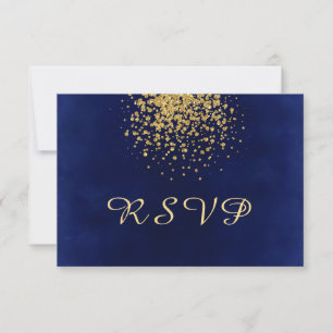 Cartons Réponse Bleu royal avec un brin d'or Confetti