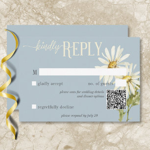 Cartons Réponse Bleu rustique et blanc de marguerites QR Code