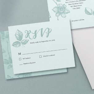 Cartons Réponse Bleu Rustique Floral Fantaisiste
