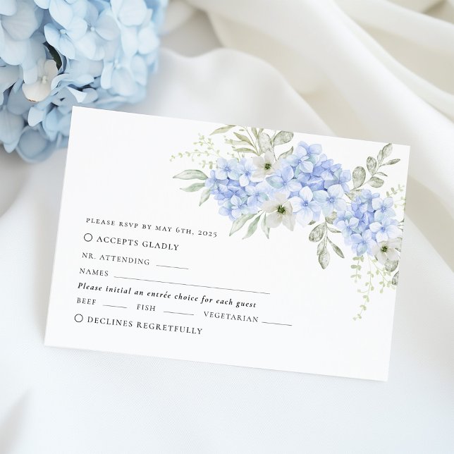 Cartons Réponse Blue Floral Hydrangea Mariage (Créateur téléchargé)