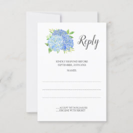 Cartons Réponse Blue Hydrangea Aquarelle Mariage Floral