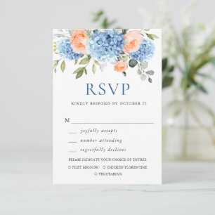 Cartons Réponse Blue Hydrangea Blush Roses Rose Mariage