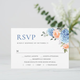 Cartons Réponse Blue Hydrangea Blush Roses Rose Mariage