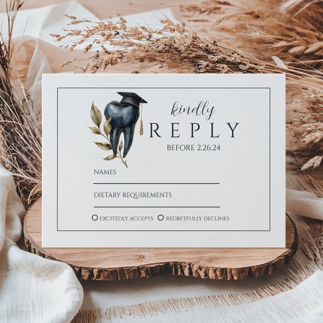 Cartons Réponse Blue Laurel Tooth Graduation Party (Créateur téléchargé)