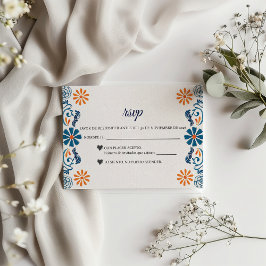 Cartons Réponse Blue Orange Floral Elegant Fiesta Spanish Wedding
