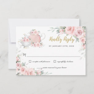 Cartons Réponse Blush Floral High Tea Party Répondre