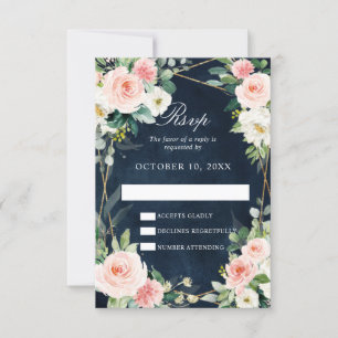 Cartons Réponse Blush Navy Dusty Bleu Floral Géométrique Botanique
