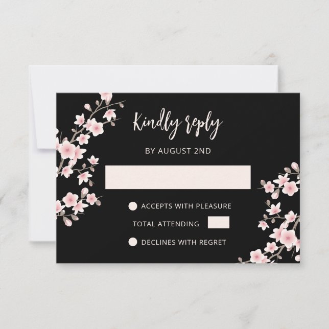 Cartons Réponse Blush Pink Cherry Blossom Black (Devant)