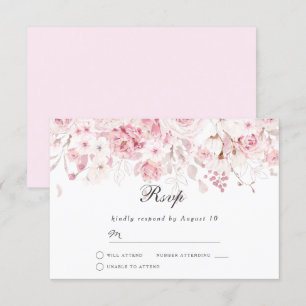 Cartons Réponse Blush Pink Floral Watercolor, événement Mariage