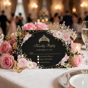 Cartons Réponse Blush rose et or Fille de quinze ans Papillon