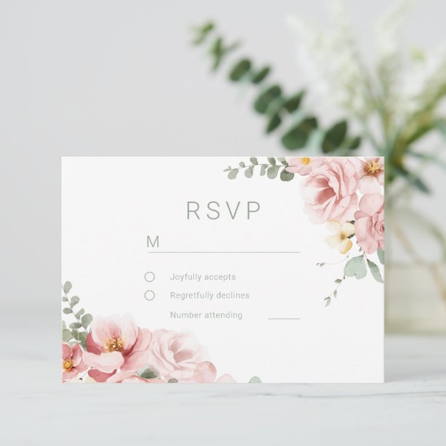 Cartons Réponse Blush & Sage Green Divine Mariage d'élégance divin (Debout devant)
