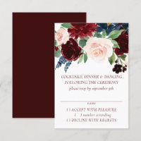 Boho Bloom | Elégant rouge Bourgogne et bleu marin