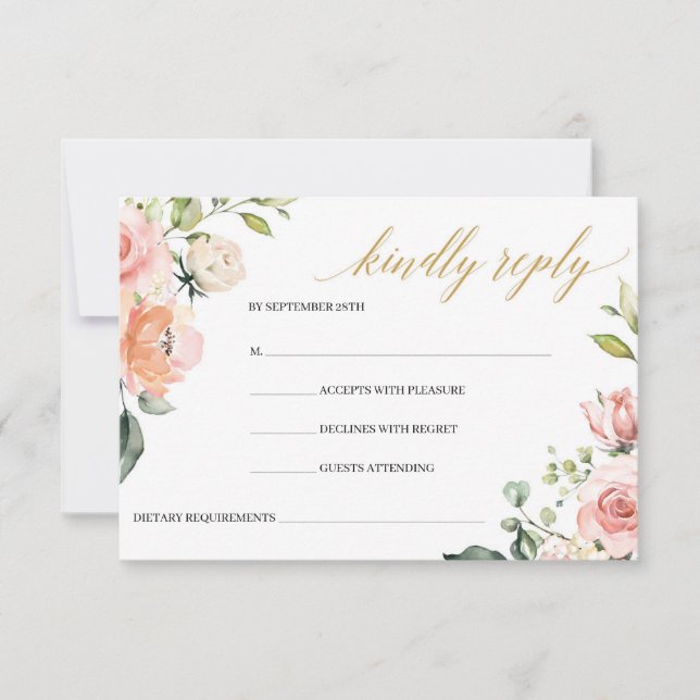 Cartons Réponse Boho Blush rose Floral Rose Gold Géométrique (Devant)