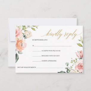 Cartons Réponse Boho Blush rose Floral Rose Gold Géométrique