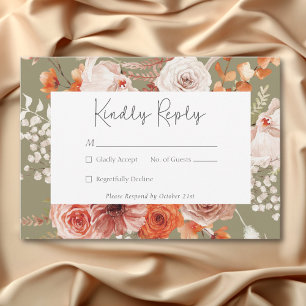 Cartons Réponse Boho Brûlé Orange Chute Florale Monogramme Sage
