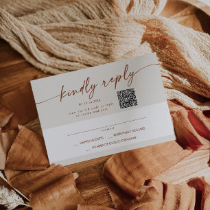 Cartons Réponse Boho Chic Bohemian Cream Mail In et QR Code