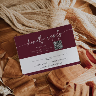Cartons Réponse Boho Chic Burgundy Red Mail In et QR Code